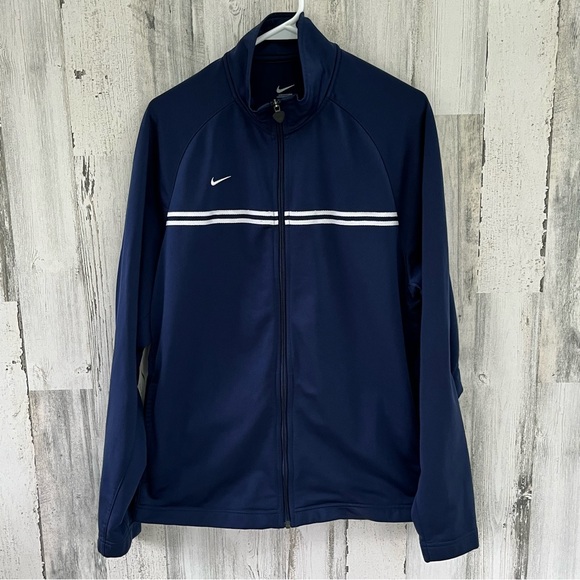 Nike Women’s Blue Full Zip Track Jacket Size Large 100% Polyester In Blue/White - Picture 2 of 8